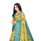 Women's Cotton Silk Floral Printed Saree With Unstitched Blouse 5.5Mtr (Yellow)