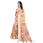 Women's Cotton Silk Floral Printed Saree With Unstitched Blouse 5.5Mtr (Peach)