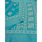 Women's Cotton Silk Printed Saree With Unstitched Blouse 5.5Mtr (Teal)