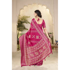 Women's Cotton Silk Printed Saree With Unstitched Blouse 5.5Mtr (Pink)