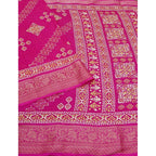 Women's Cotton Silk Printed Saree With Unstitched Blouse 5.5Mtr (Pink)
