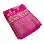 Women's Cotton Silk Printed Saree With Unstitched Blouse 5.5Mtr (Pink)