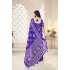 Women's Cotton Silk Printed Saree With Unstitched Blouse 5.5Mtr (Royal Blue)