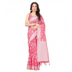 Women's Art Silk Jacquard Printed Saree With Unstitched Blouse 5.5Mtr (Pink)
