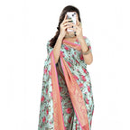 Women's Cotton Silk Floral Printed Saree With Unstitched Blouse 5.5Mtr (Multicolor)