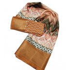 Women's Cotton Silk Printed Saree With Unstitched Blouse 5.5Mtr (Multicolor)