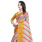 Women's Cotton Silk Striped  Saree With Unstitched Blouse 5.5Mtr (Multicolor)