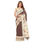 Women's Chanderi Floral Printed Saree With Unstitched Blouse 5.5Mtr (Maroon)