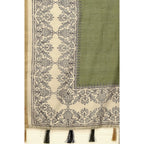 Women's Chanderi Printed Saree With Unstitched Blouse 5.5Mtr (Green)