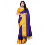 Women's Cotton Blend Checkered Saree With Unstitched Blouse 5.5Mtr (Royal Blue)
