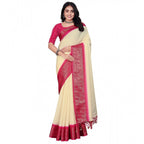 Women's Cotton Blend Checkered Saree With Unstitched Blouse 5.5Mtr (Multicolor)