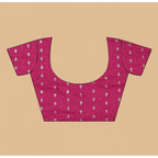 Women's Cotton Blend Checkered Saree With Unstitched Blouse 5.5Mtr (Multicolor)