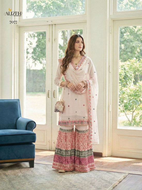 Georgette Embroidered Sharara Set with Dupatta