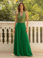 Jacquard & Crepe Waistcoat Style Ethnic Co-ord Set
