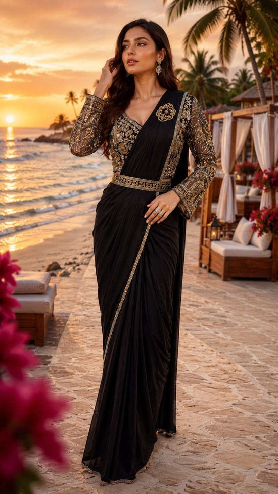 Premium Lycra Embroidered Ready-to-Wear Saree