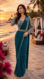 Premium Lycra Embroidered Ready-to-Wear Saree