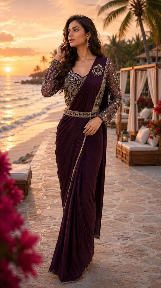 Premium Lycra Embroidered Ready-to-Wear Saree