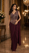 Lycra Embroidery Ready-to-Wear Saree for Party & Reception
