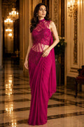 Lycra Embroidered Saree with Unstitched Blouse