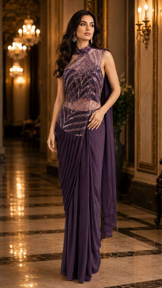 Lycra Embroidered Saree with Unstitched Blouse