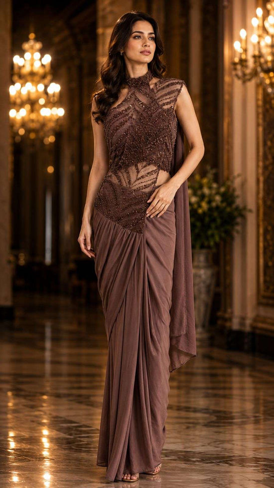 Lycra Embroidered Saree with Unstitched Blouse