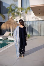 Velvet Zari Embroidered Salwar Suit Set with Sequins Fendi Dupatta