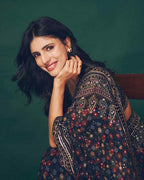 Pure Georgette Printed Saree with Sequins & Diamond Work