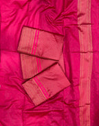 Soft Lichi Silk Jacquard Saree with Contrast Brocade Blouse Piece