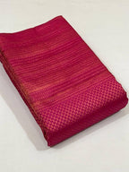 Soft Lichi Silk Jacquard Saree with Contrast Brocade Blouse Piece