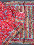 Soft Chinon Silk Digital Print Mirror Hand Work Saree with Unstitched Blouse