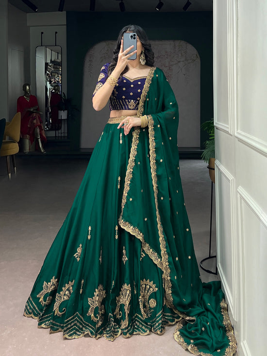 Rangoli Silk Embroidered Lehenga Choli with Dupatta