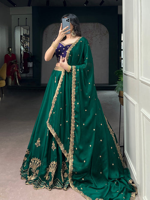 Rangoli Silk Embroidered Lehenga Choli with Dupatta