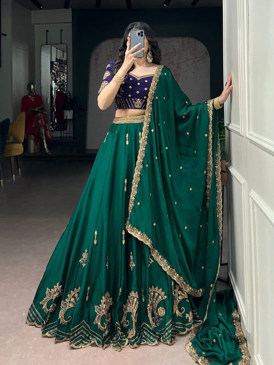 Rangoli Silk Embroidered Lehenga Choli with Dupatta