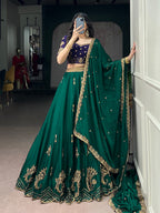Rangoli Silk Embroidered Lehenga Choli with Dupatta