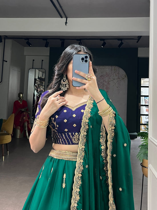Rangoli Silk Embroidered Lehenga Choli with Dupatta