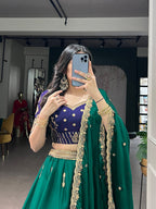 Rangoli Silk Embroidered Lehenga Choli with Dupatta