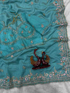 Vichitra Silk Heavy Sequins Embroidered Saree with Sequins Unstitched Blouse