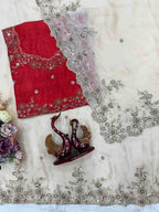 Soft Rangoli Silk Sequins Embroidered Saree with Heavy Banglori Unstitched Blouse