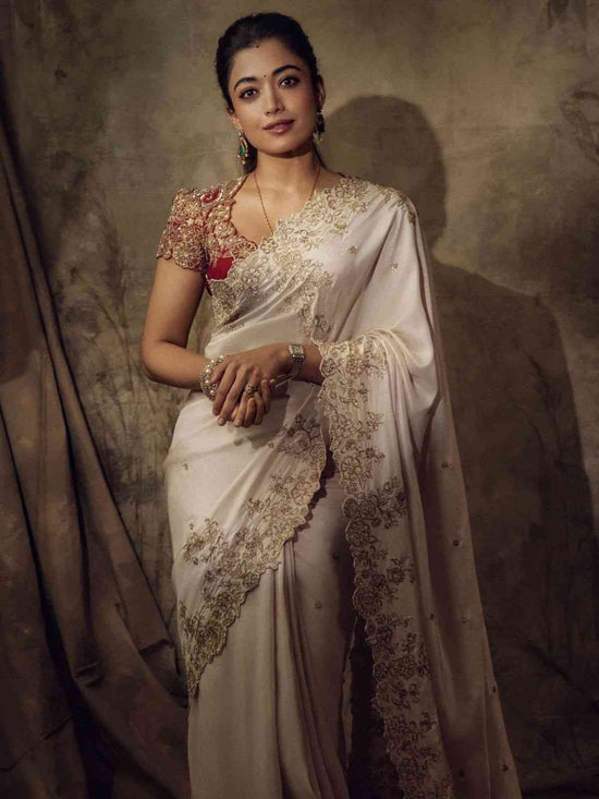Soft Rangoli Silk Sequins Embroidered Saree with Heavy Banglori Unstitched Blouse