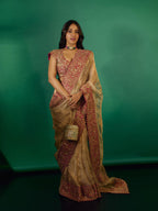 Soft Zipsy Silk Sequins & Dori Embroidered Designer Saree with Banglori Silk Blouse