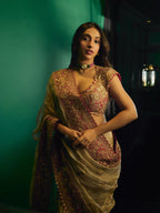 Soft Zipsy Silk Sequins & Dori Embroidered Designer Saree with Banglori Silk Blouse