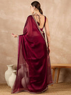 Rangoli Silk Sequins Lace Border Embroidered Saree with Blouse Piece