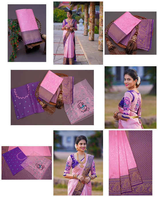 Soft Lichi Silk Jacquard Saree with Dual Blouse Set
