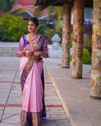 Soft Lichi Silk Jacquard Saree with Dual Blouse Set