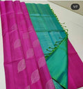 Pink & Sea Green Lichi Silk Jacquard Saree for Women