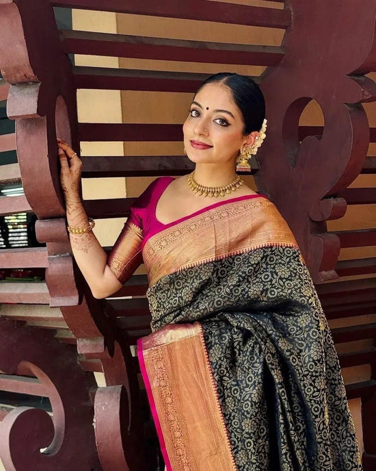 Soft Lichi Silk Embroidered Jacquard Ceremonial Saree