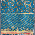 Chinon Silk Mirror Hand Work Tassel Border Saree with Unstitched Blouse