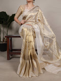 Gold Tissue Zari Weaving Banarasi Saree with Unstitched Blouse