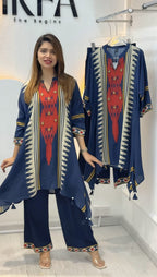 Muslin Cotton Digital Print Hand Work Kurti Pant Set