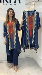 Muslin Cotton Digital Print Hand Work Kurti Pant Set